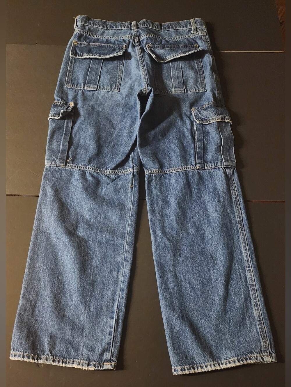 Zara Wide Leg Cargo Blue Jeans, Women's Size 8, Preowned Good, Skater?, Boho?